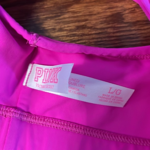 Victoria Secret PINK Ultimate Unlined sports bra cage straps front back pink L - Picture 5 of 8